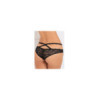 Tanga ouvert noir en dentelle avec ornements croisés avant arrière 